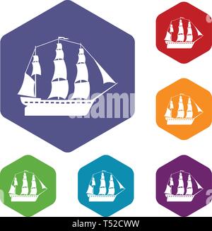 Sailboat icons vector hexahedron Stock Vector