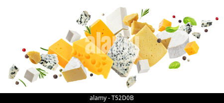 Cheese assortment isolated on white background Stock Photo