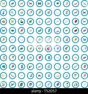 100 traffic icons set, isometric 3d style Stock Vector