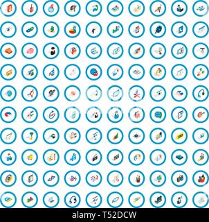 100 training icons set, isometric 3d style Stock Vector