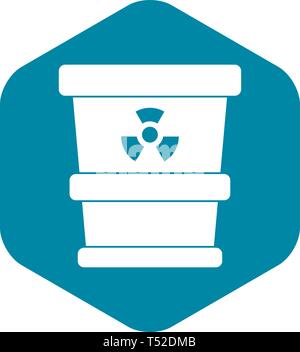 Trashcan containing radioactive waste icon Stock Vector