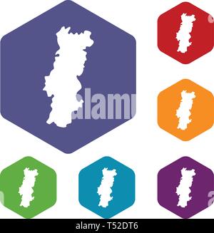 Portugal map icons vector hexahedron Stock Vector