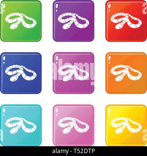 Red milk snake icons set 9 color collection Stock Vector