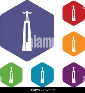 Christ statue icons vector hexahedron Stock Vector