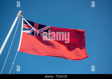 The Red Ensign, as currently used for British civilian vessels, on the stern of the Stena Europe (Stena Line) ferry. Stock Photo