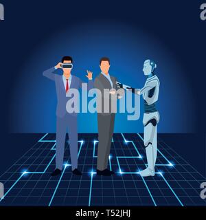 humanoid robot and businessmen Stock Vector