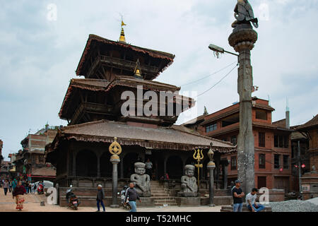 Kathmandu, Nepal - May 06, 2017: View of Dattatreya Temple in Bhaktapur. Stock Photo