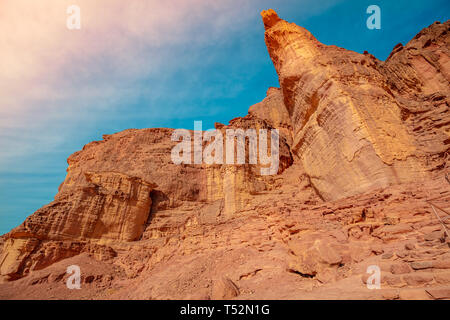 Timna valley. Sandstone cliffs in Timna park featuring King Solomon's Pillars Stock Photo