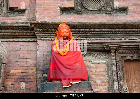 An idol of Lord Hanuman on the entrance of Patan Durbar Square, Kathmandu. Stock Photo
