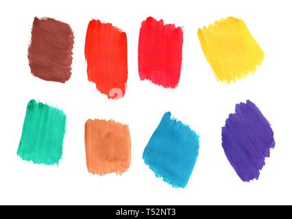 set of multi-colored brush strokes for design and decoration, imitation of gouache paint Stock Vector