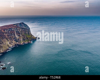 Aerial view of the cliffs of horn head at the wild atlantic way in Donegal - Ireland. Stock Photo