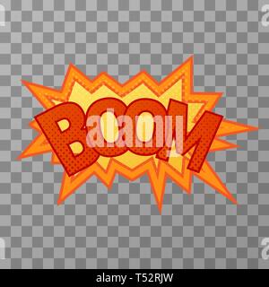 Bright colorful boom comic sound effect on transparent background.jpg Stock Vector