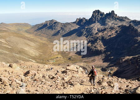 The volcanic landscapes of Mount Kenya Stock Photo