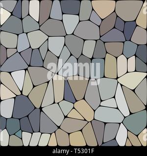Stone plate paving seamless pattern. Abstract geometric distorted hexagon shapes ornament vector illustration. Black white gray gradient mosaic tracer Stock Photo