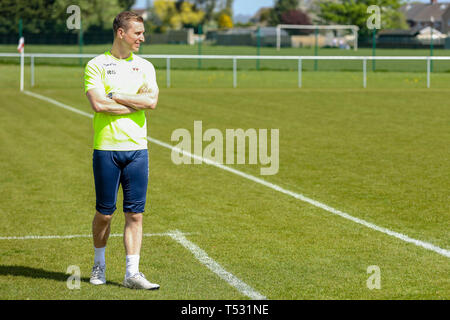 UNDY, UNITED KINGDOM. 20 April 2019. Penybont secured the Welsh Division One title after a 1-0 victory away at Undy Athletic. © Matthew Lofthouse - Fr Stock Photo