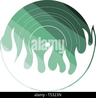 Flame vinyl icon. Flat color design. Vector illustration. Stock Vector