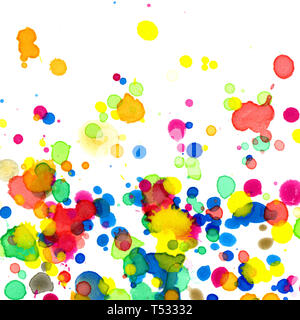 Colored splashes in abstract shape, painting background Stock Photo