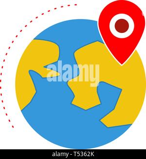 Location on Earth Flat Multi color icon Stock Vector