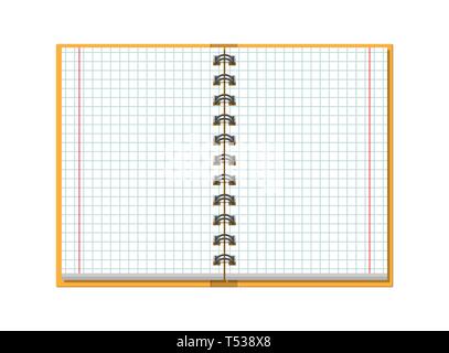 Notebook checked school paper. School, business, education template. Stationery. Office supply. Vector illustration flat style Stock Vector