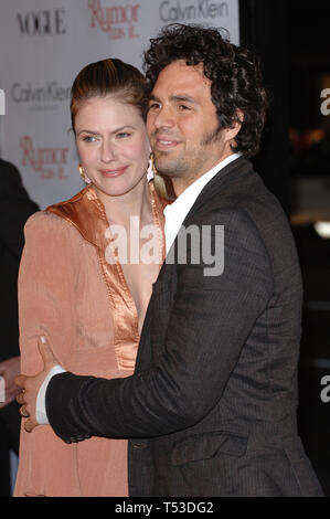 LOS ANGELES, CA. December 15, 2005: Actor MARK RUFFALO & wife actress SUNRISE COIGNEY at the world premiere, in Hollywood, of his new movie Rumor Has It. © 2005 Paul Smith / Featureflash Stock Photo