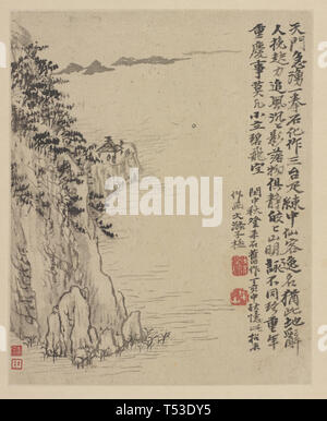 The Qing Dynasty Shi Tao 'Yi Jinling Book' paper color, album, a total of 12 open, each opening 23.8 cm, horizontal 19.2 cm Stock Photo