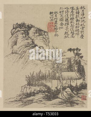 The Qing Dynasty Shi Tao 'Yi Jinling Book' paper color, album, a total of 12 open, each opening 23.8 cm, horizontal 19.2 cm Stock Photo