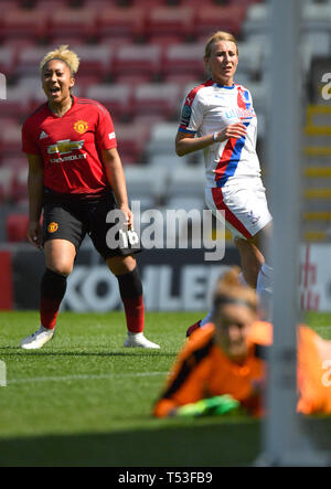 Manchester United's Lauren James celebrates scoring her side's fifth goal of the game during the FA Women's Championship match at Leigh Sports Village. Stock Photo