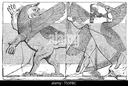 Relief of an Assyrian dragon from Nimrud Stock Photo - Alamy