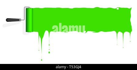 Frame for text or infographics in the form of a paint roller and a trace of paint on the wall. Place for text. Stock Vector