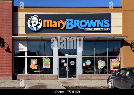 Ottawa, Canada - April 13, 2019:  Mary Brown’s Chicken & Taters on Carling Drive.  The fast food franchise originated in St. John’s Newfoundland in 19 Stock Photo