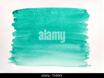watercolor background. hand painted textured paper in emerald green color Stock Photo