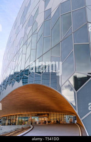 The main entrance of the Calgary Central Library, also known as the Calgary New Central Library (NCL) Stock Photo
