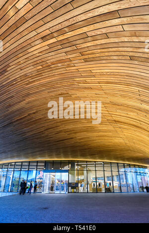 The main entrance of the Calgary Central Library, also known as the Calgary New Central Library (NCL) Stock Photo