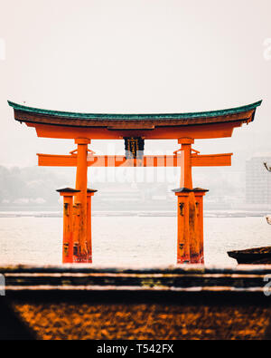 The floating Itsukushima Shrine at Miyajima Island, Japan Stock Photo
