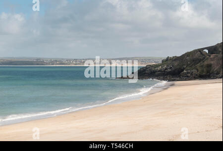 Porthminster beach, St Ives, deserted in winter time. Stock Photo