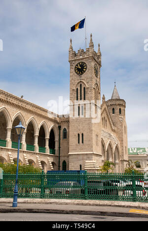 The Clock Tower of the Parliament Buildings in Bridgetown, Barbados Stock Photo