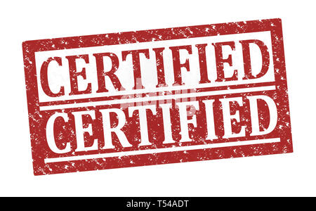 Rubber stamp Certified, text on white illustration Stock Photo