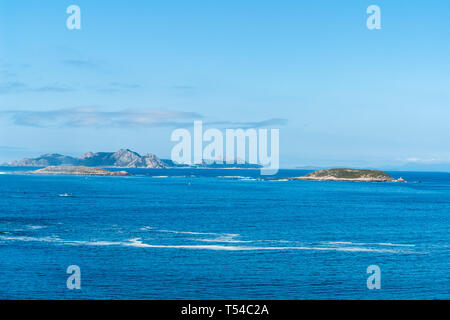 Estelas islands from Baiona - Galicia, Spain Stock Photo