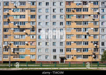 Typical facade of the panel building in the post Soviet countries Stock ...