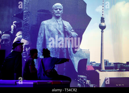 Berlin, Germany. 10th Apr, 2019. Visitors in the exhibition 'Nineties Berlin' in the Alte Münze. Credit: Britta Pedersen/dpa-Zentralbild/dpa/Alamy Live News Stock Photo