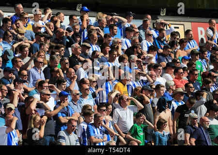 Wolverhampton, UK. 20th Apr, 2019. Brighton and Hove Albion fans enjoy the sunshine Credit: Paul Roberts/OneUpTop/Alamy Live News