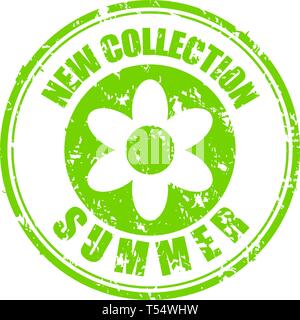 Summer new collection rubber stamp. Vector summer season promotion, imprint special stamp for market illustration Stock Vector