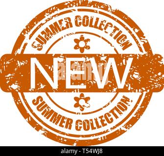 New summer collection seal stamp for promotion in shop retaill and store. Mall advertising for start sale season. Vector illustration Stock Vector