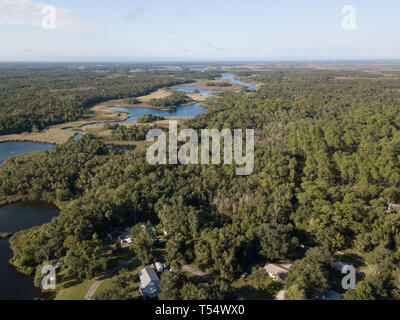 Drone footage of Homosassa river and inland tributaries Stock Photo