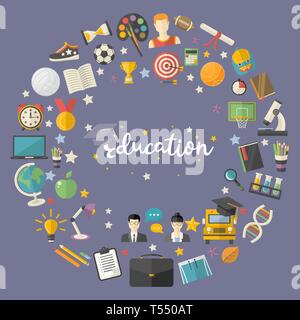 Vector Eduation illustartion concept.knowlege icon with laptop Stock Vector