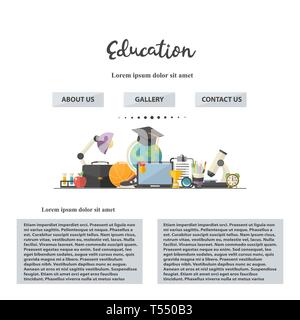 Eduation illustartion concept design one page site Stock Vector
