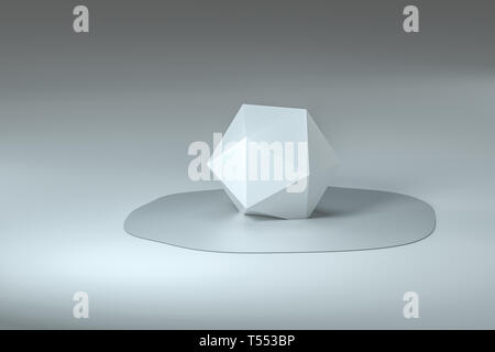 3d rendering, creative melted geometry with white background, concept of creative art Stock Photo