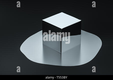 3d rendering, creative melted geometry with dark background, concept of creative art Stock Photo