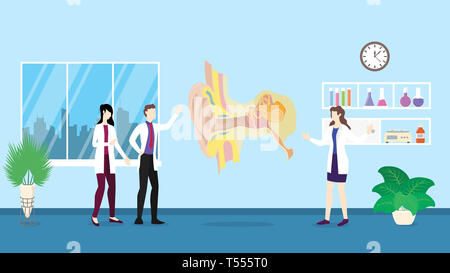 human ear anatomy structure health care checkup analysis identifying by doctor people on the hospital - vector illustration Stock Photo