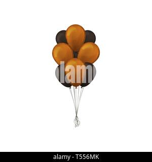 Bunch of yellow and black balloons. Vector illustration. Happy Halloween. Stock Vector